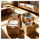 Set of 4 Storage Baskets- 12"x12", Water Hyacint