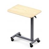 Adjustable Overbed Table W/Wheels - Maple Wood/Gr