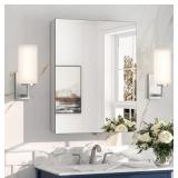 Medicine Cabinet- Mirror Front, Silver, 20"x26",