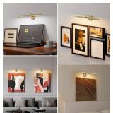 Picture Light Wall Mount, Brass, Dimmable, Battery