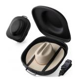 Cowboy Hat Travel Case, Crushproof Carrier, Black,
