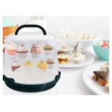 Cake Carrier, Gray/Translucent, Cupcake Pad Includ