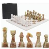 Radical Marble Chess Set - 15" White and Green wi