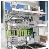 Over the Sink Dish Drying Rack, 3 Tier Adjustable