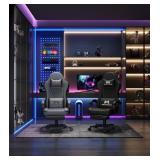 Gaming Chair With Footrest - Grey, 32x21x18~21",