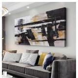 Abstract Canvas Wall Art Dï¿½cor - Black/Gold/Grey,