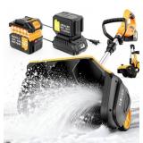 17" Cordless Snow Shovel With Wheels- 26Ft Throwi