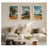 Farmhouse Landscape Framed Wall Art- Set Of 3, Nat