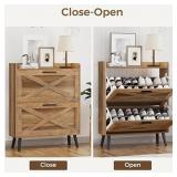 Homleke 32" Farmhouse Show Storage Cabinet With 2