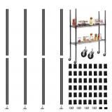 Set of 4 Wire Shelving Poles with 50 Pc Plastic Sh