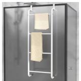 Over The Door Bathroom Hanging Towel Rack, White,