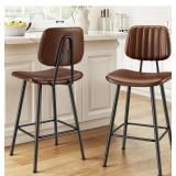 Set Of 2 Leather Bar Stools- Approx. 17.3"x16.3"