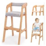 Wooden High Chair, Adjustable Feeding Chair, Remov