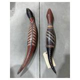 2 - Wooden Decorative Lizards