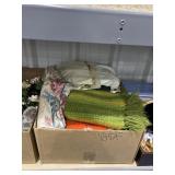 Box of Assorted Linens & Throw Blankets