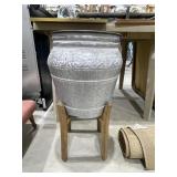 Metal Planter on Wood Stand