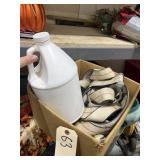 Box of Ratchet Straps & Gallon of Unk Liquid