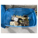 Box of Sanding Papers & Discs in Plastic Bin