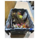 Plastic Tote w/Assorted Fall Dï¿½cor