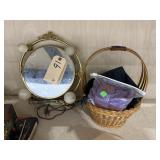 Vintage Makeup Mirror/Light & Basket