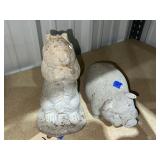 2 Pcs - Concrete Yard Art - Squirrel & Pig