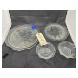 4 Pcs - Glass Tray - Plate & Bowl