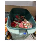 Plastic Bin w/Assorted Christmas Dï¿½cor