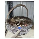 Wicker Basket w/Pinecones - Horse Shoes