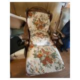 Rustic Wood Chair w/Cushion & Ottoman