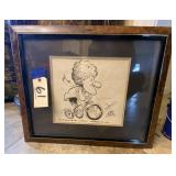 Framed Drawing of Bill Clinton by George Fisher