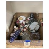 Box of Figurines - Pedestal Dish - Glass Plates