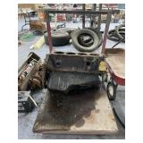 Engine Block on Metal Cart