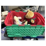 Plastic Bin w/Stuffed Toys