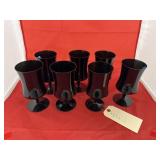 7 Pcs - Black Glass Stemware