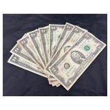 10 Two Dollar Bills