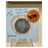 1910 - d Liberty Quarter Silver - fine