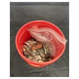 Coins & Dollars & Foreign Currencies in Container