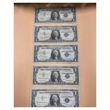 5 - Silver Certificate $1 Bills