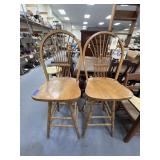 2 - Swivel Wooden Bar Stools 31"H
