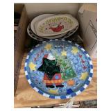 Wood Bowl w/Holiday Dï¿½cor & Serving Platters