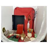 3 Pcs - Vase - Flowers - Plastic Tray w/Candles