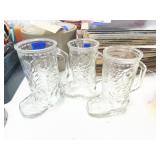3 - Glass Boot Mugs