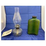 2 Pcs - Oil Lamp & Green Jar