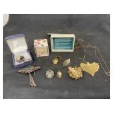 24K Gold Necklace -10K Gold Ring- Garnet Ring &