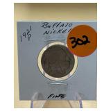 1921 - P Buffalo Nickle - Fine