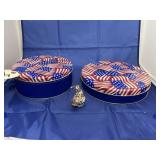 3 Pcs - US Flag Tins & Figurine