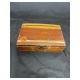 Wood Box w/Coins - Foreign & Domestic