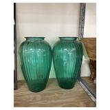 Pair Green Glass Vases