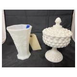Hobnail Candy Dish & Vase
