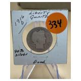 1916 - d Liberty Quarter  - good 90% Silver